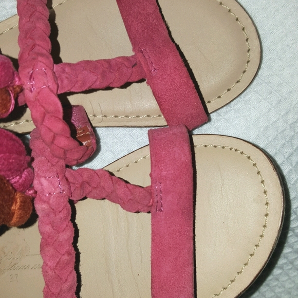 Zara Girls 27 9.5 Pink Orange Suede Tassel Sandals - Picture 6 of 8